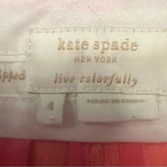 Kate Spade June Surprise Coral Pants Trousers Sz 4 Cropped Mid Rise Pockets - Picture 11 of 12